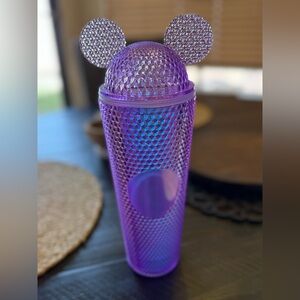 Purple Iridescent Textured Tumbler with Mickey Ears